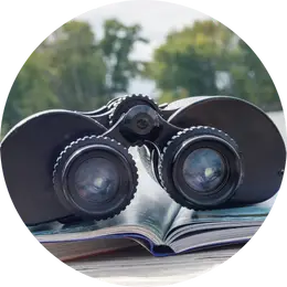 Binoculars and field guides